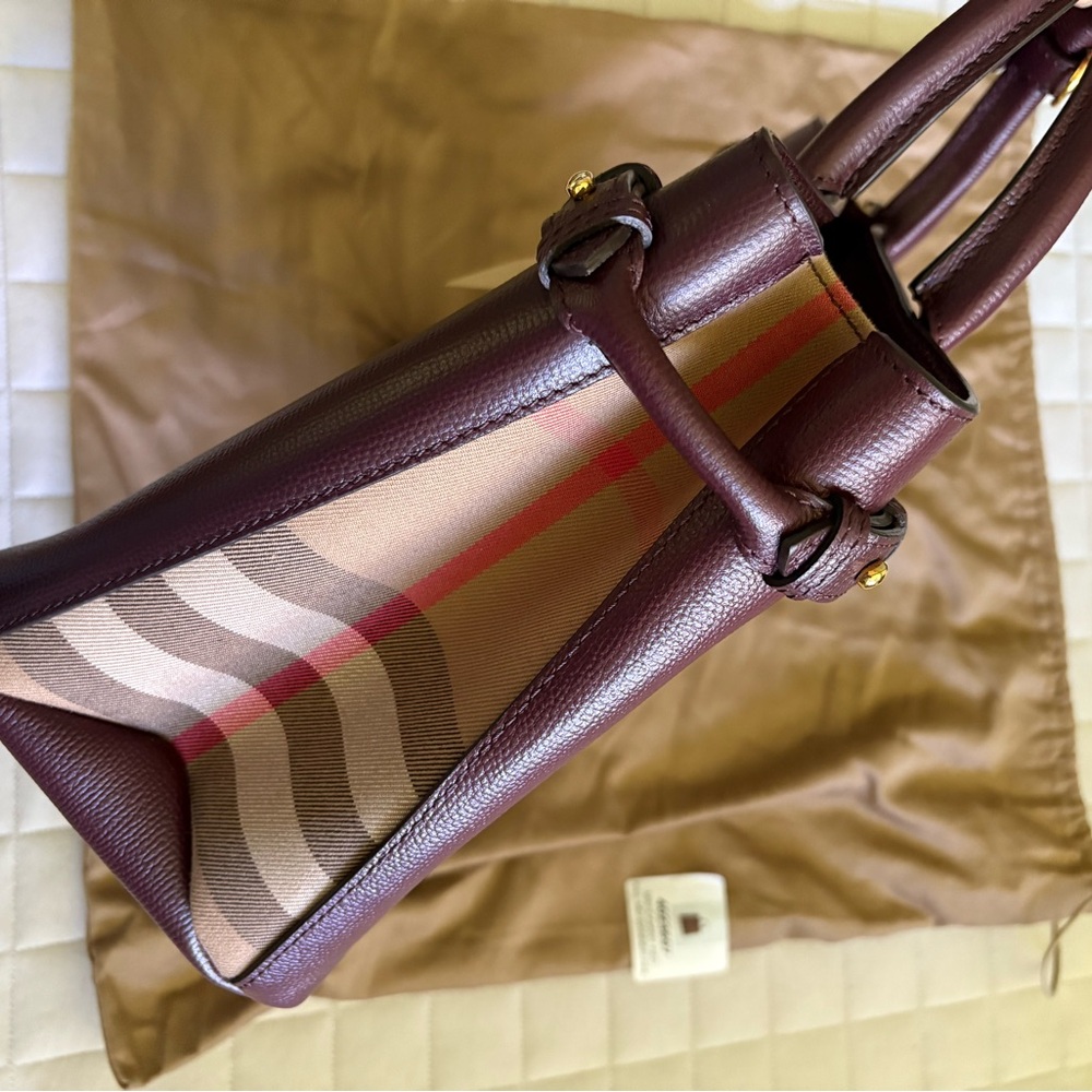 Burberry Women’s LL MD Banner - Mahogany Leather Satchel Bag - Picture 9 of 13